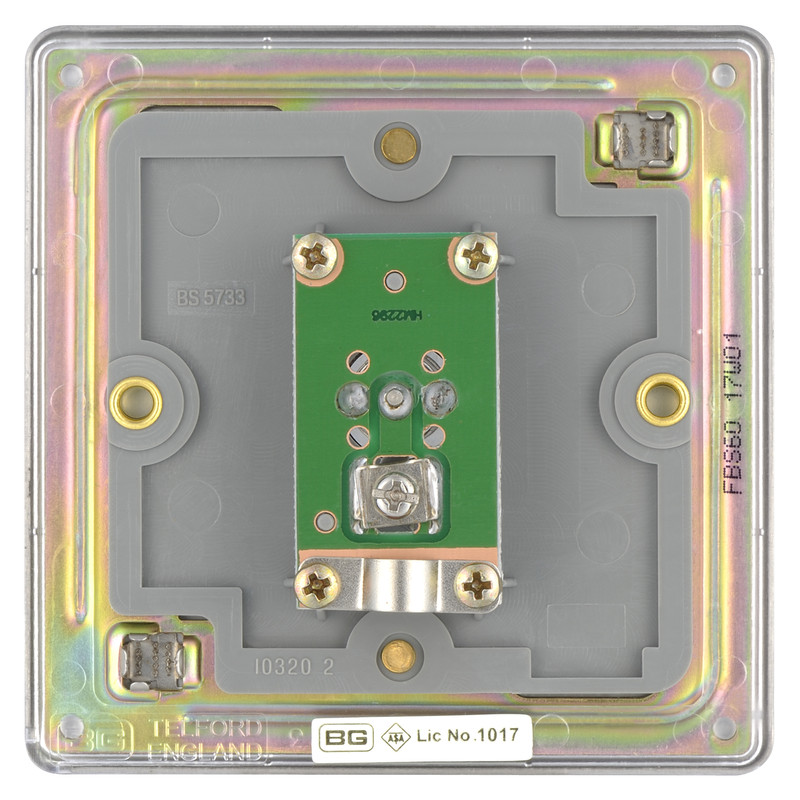 BG Screwless Flat Plate Brushed Stainless Steel TV Sockets 1 Gang Coaxial