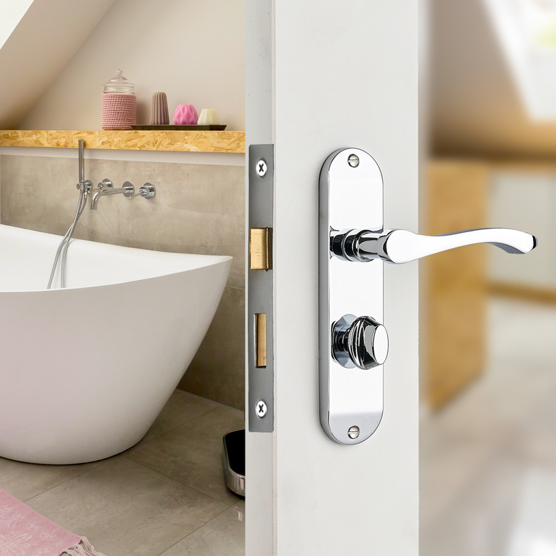 Capri Door Handles Bathroom Polished Chrome