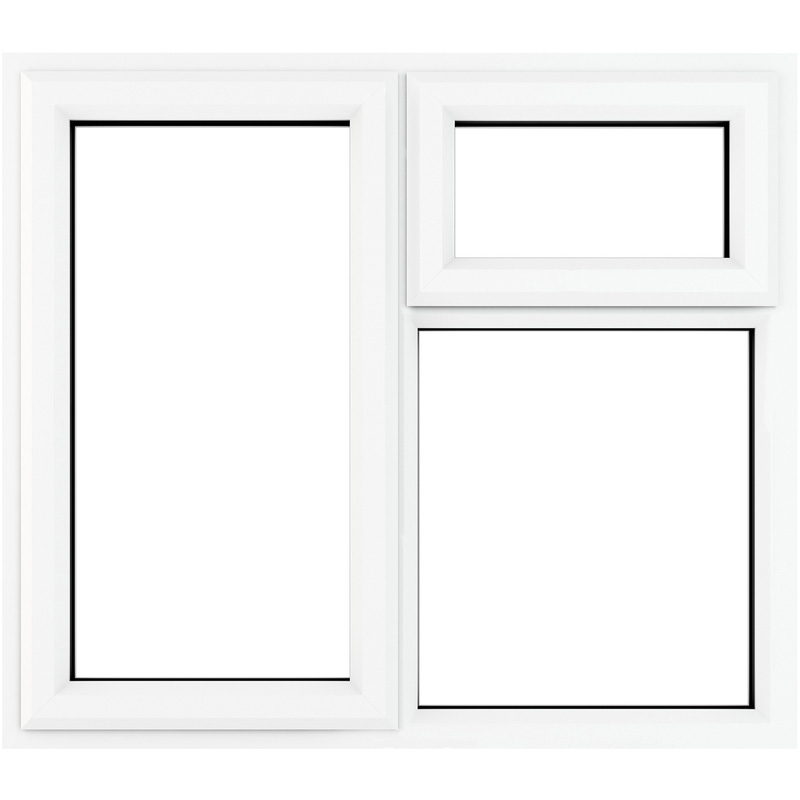 Crystal Casement uPVC Window Left Hand Opening Next To a Top Opener 1190mm x 1190mm Clear Triple Glazed White