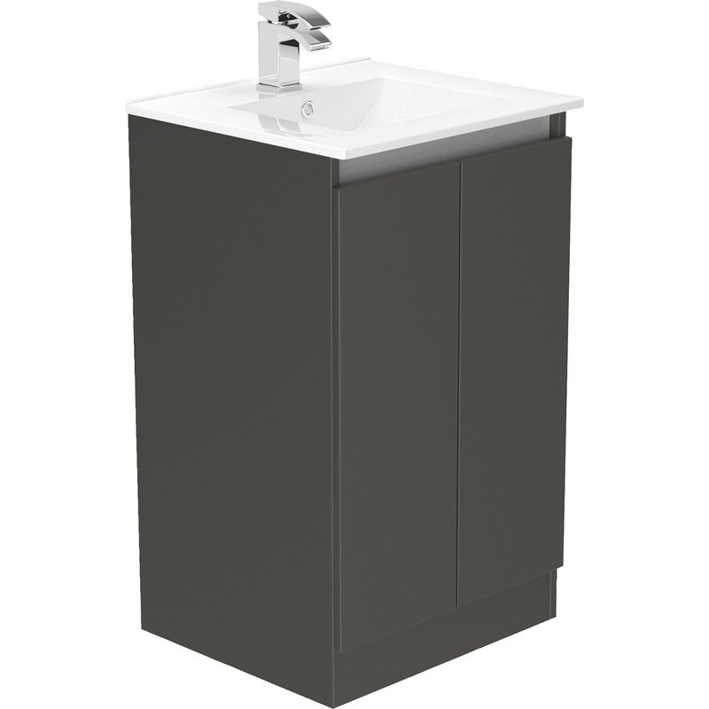 Newland Double Door Floor Standing Vanity Unit With Basin Midnight Mist 500mm