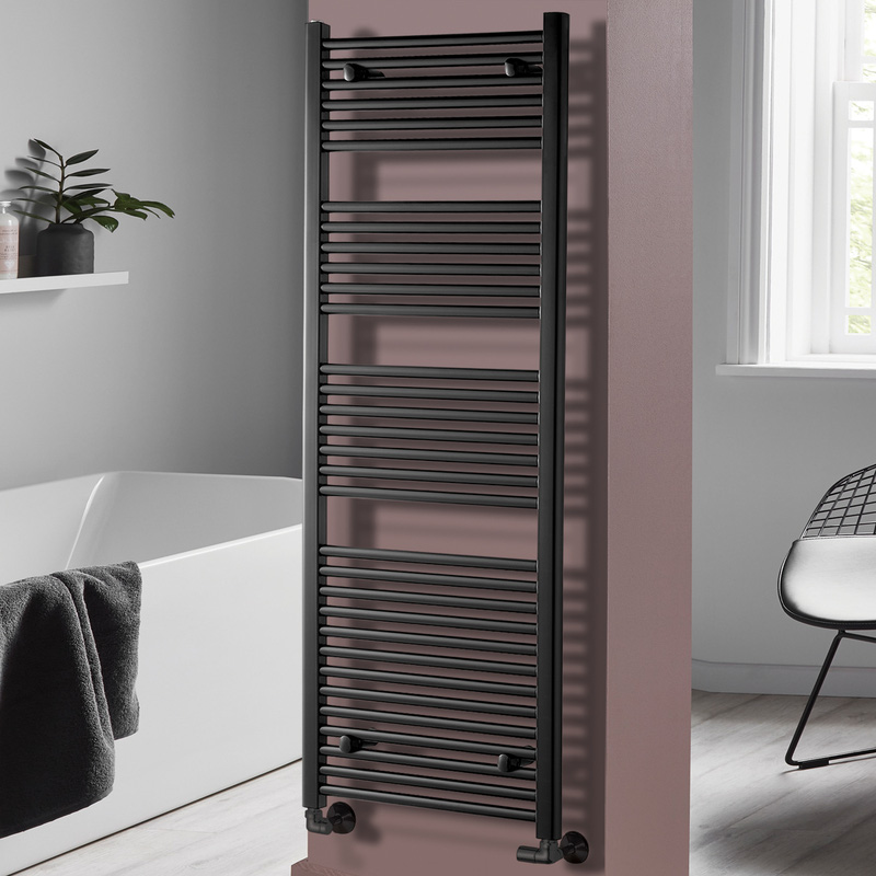 Towelrads Pisa Black Straight Towel Radiator 1600 x 600mm 3081Btu