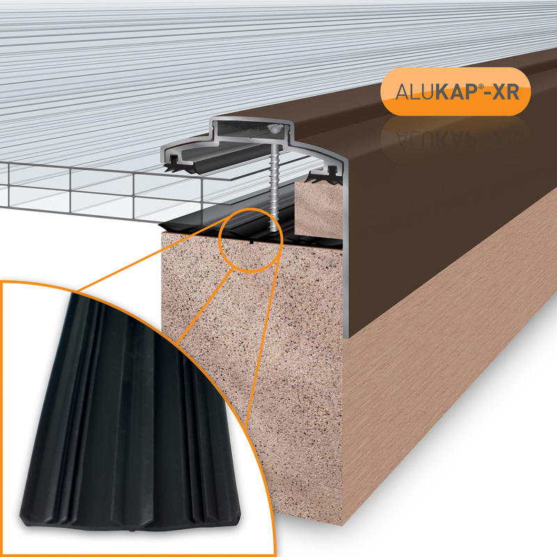 Alukap-XR Concealed Fix Gable Bar with Gasket Brown 3000mm