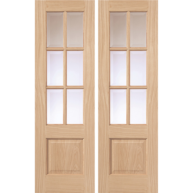 Dove Oak Glazed Internal Door Unfinished Pairs 35 x 1981 x 1372mm