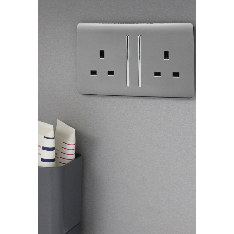 Trendiswitch Light Grey 2 Gang 13 Amp Switched Socket 2 Gang