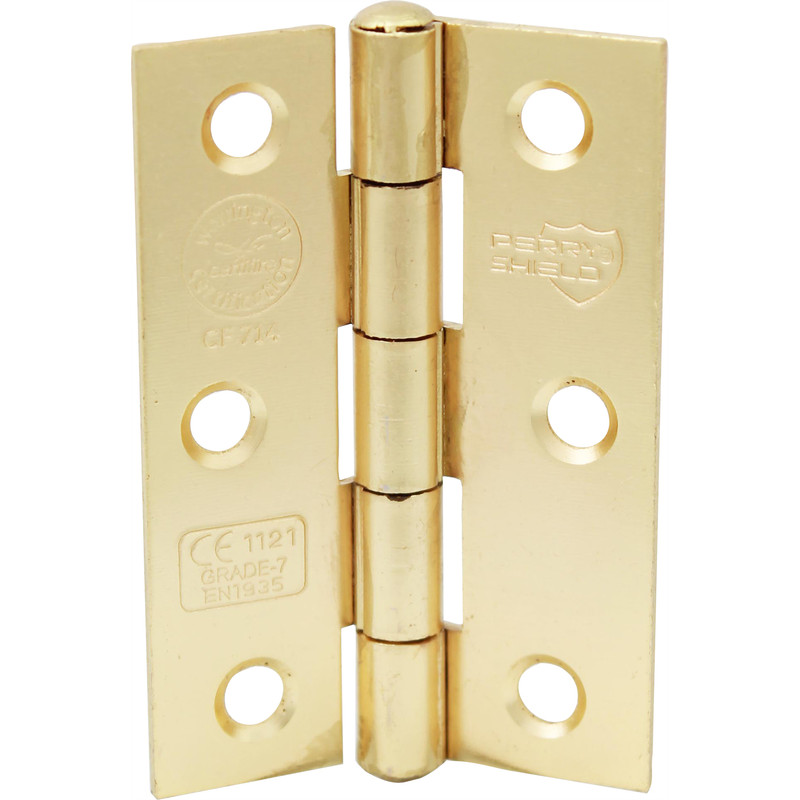 Grade 7 Spun Pin Fire Door Hinge 75mm Elec Brass