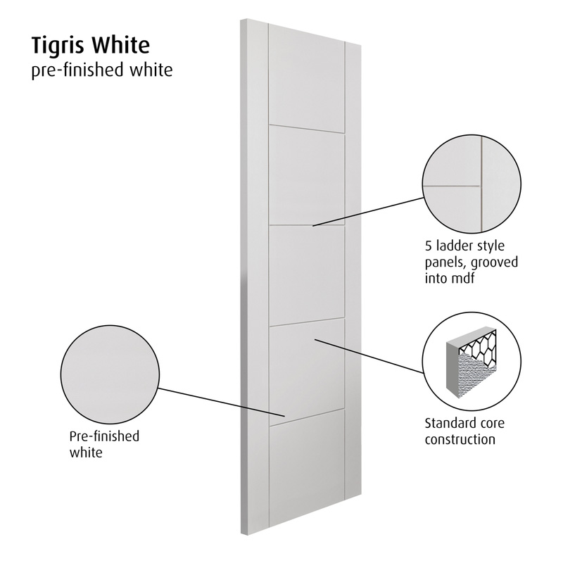 Tigris White Internal Door FD30 44 x 1981 x 610mm