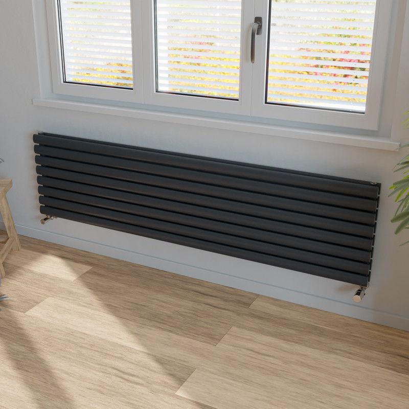 Ximax Bristol Double Horizontal Designer Radiator 468 x 1800mm 5147Btu Anthracite