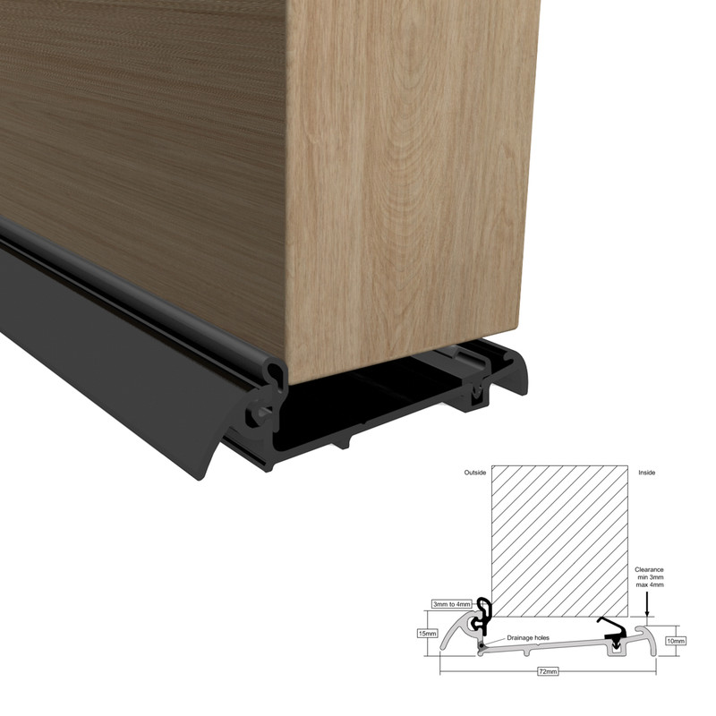 Stormguard Slimline Wide Rain & Draught Excluder Threshold Black