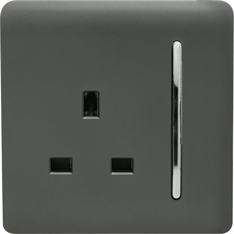 Trendiswitch Charcoal 1 Gang 13 Amp Switched Socket 1 Gang
