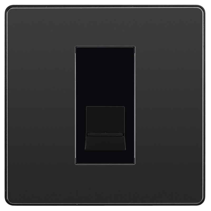 BG Evolve Black Chrome (Black Ins) Single Master Telephone Socket