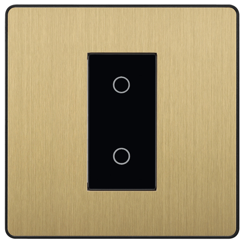 BG Evolve Brushed Brass (Black Ins) 200W Single Touch Dimmer Switch, 2-Way Secondary