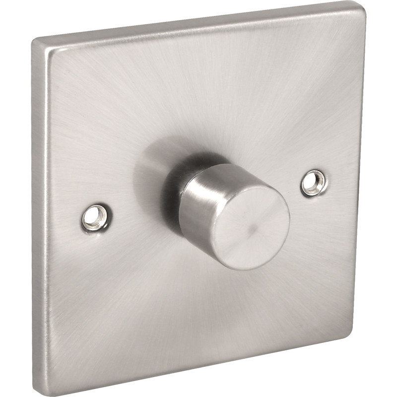 Click Deco Satin Chrome Dimmer Switch 1 Gang 2 Way 400W