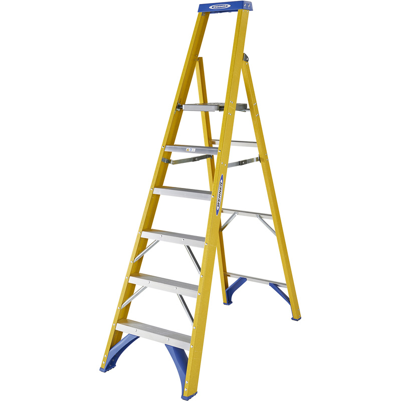 Werner Fibreglass Platform Stepladder 6 Tread
