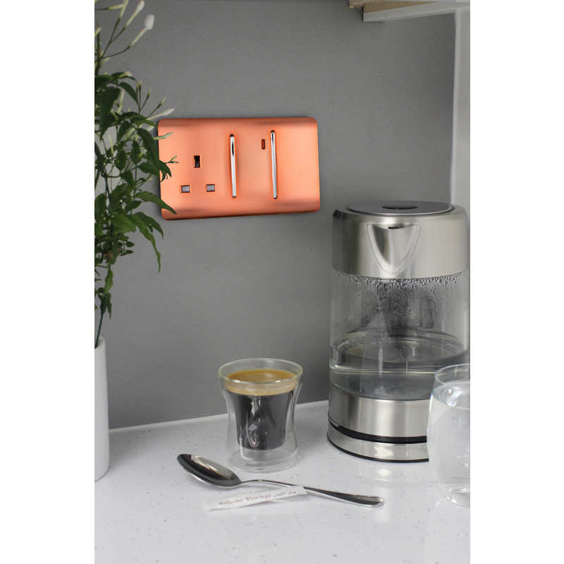 Trendiswitch Copper 13 Amp Cooker Switch & Socket with Neon 2 Gang