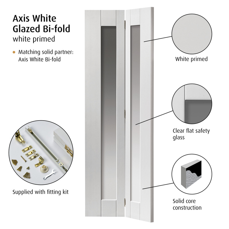 Axis White Glazed Bi-fold Internal Door 35 x 1981 x 762mm