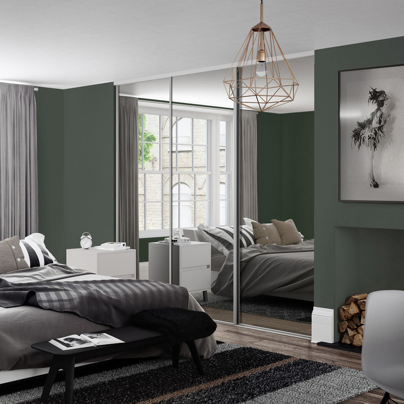 Spacepro Classic 3 Door Sliding Wardrobe Kit Dove Grey Framed Mirror 1760 x 2260mm