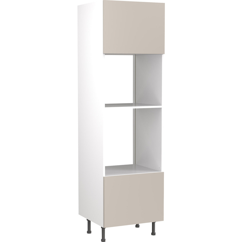 Kitchen Kit Flatpack Slab Kitchen Cabinet Tall Oven & Microwave Unit Super Gloss Light Grey 600mm