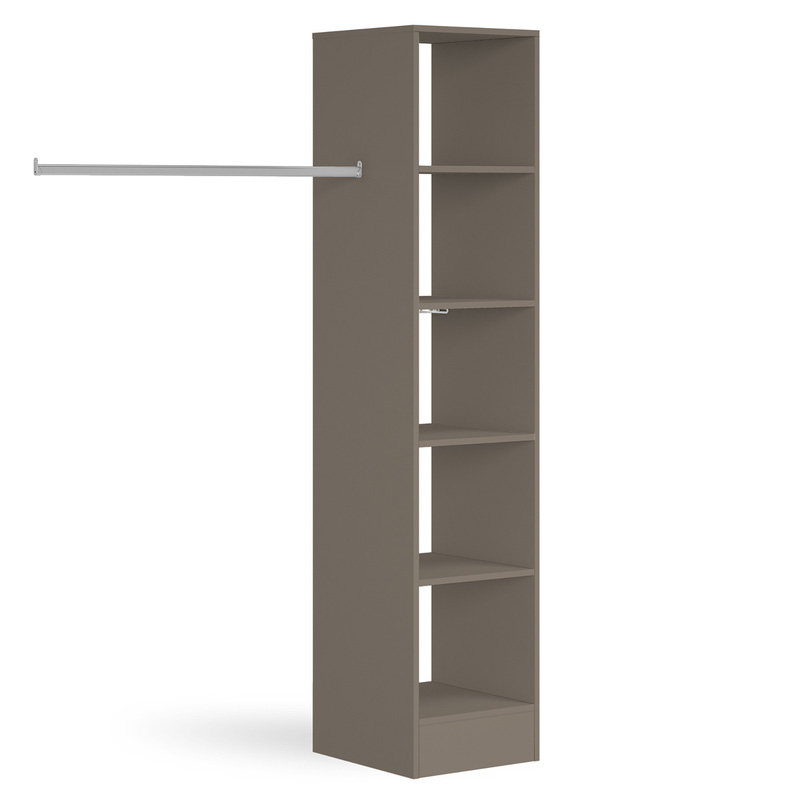 Spacepro 5 Shelves Tower Unit with 1 Hanger Bar Stone Grey 2100 x 450 x 500mm