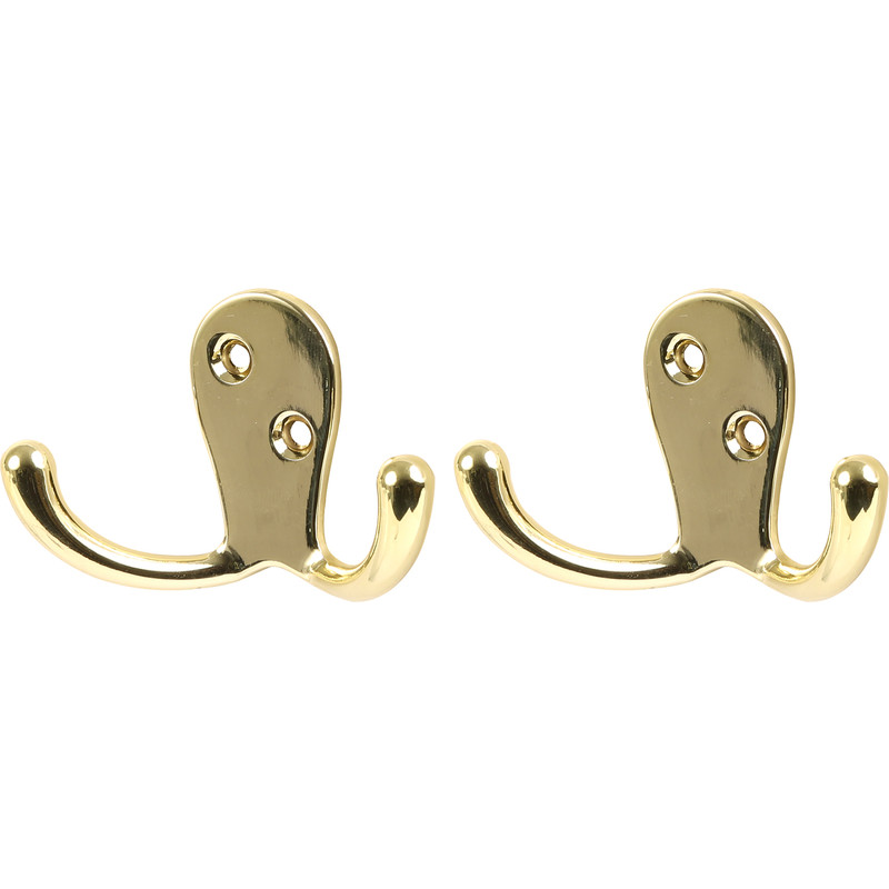 Robe Hook Double Brass