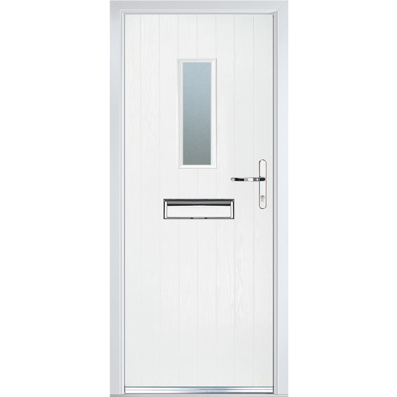 Crystal Composite Door Cottage Long Glass Left Hand 920mm x 2055mm Obscure Glass Glazing White
