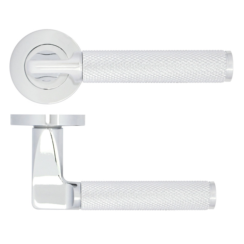 Stanza Bilbao Lever on Rose Door Handles Polished Chrome
