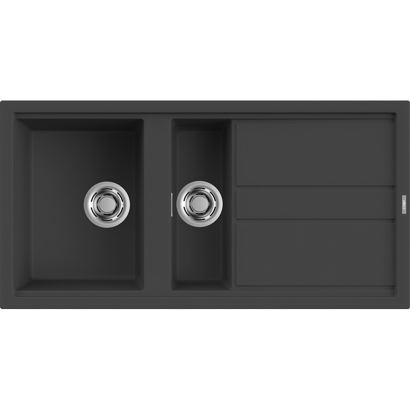 Reginox Best Reversible Composite Kitchen Sink & Drainer 1.5 Bowl Black