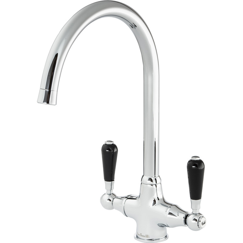 Reginox Dual Lever Kitchen Sink Mono Mixer Tap Chrome / Black