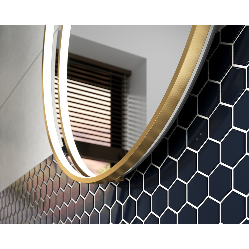 Sensio Aspect Round LED Bathroom Mirror Cool White Brushed Brass 600mm