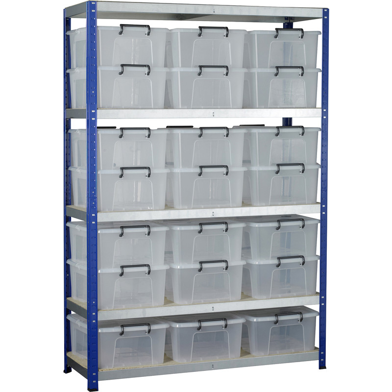 Eco 5 Tier Shelving Bay with Storage Containers 1800 x 1200 x 450mm