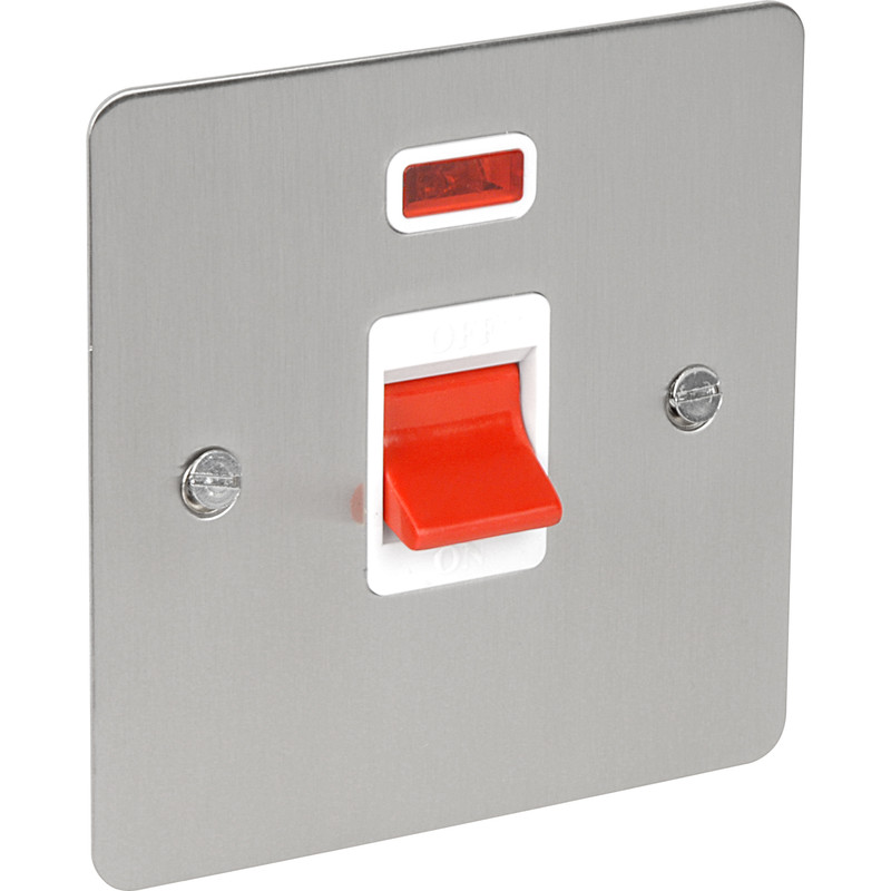 Flat Plate Satin Chrome 45A DP Switch Neon