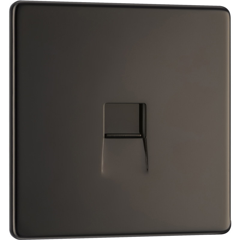 BG Screwless Flat Plate Black Nickel Telephone Socket Master