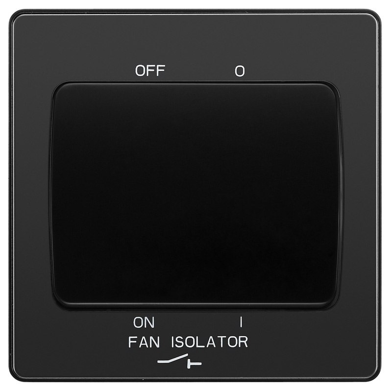 BG Evolve Black Chrome (Black Ins) Fan Isolator Switch, 10A Triple Pole