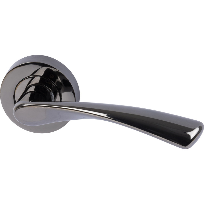 Hafele Olton Lever on Rose Door Handles Black Nickel