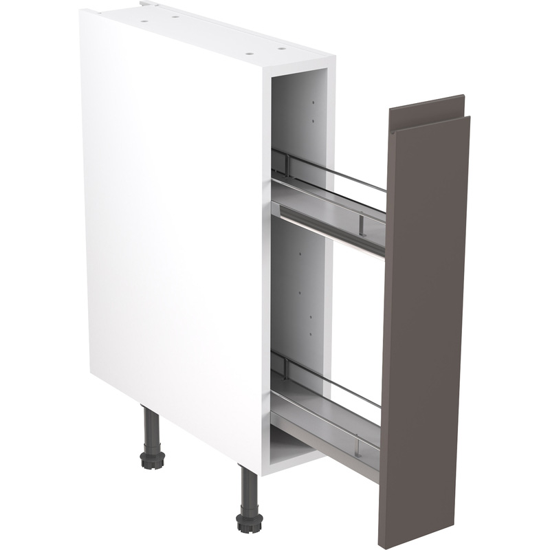 Kitchen Kit Ready Made J-Pull Kitchen Cabinet Pull Out Base Unit Super Gloss Graphite 150mm