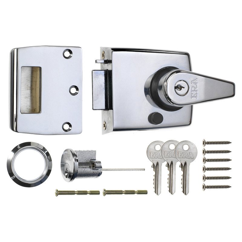 ERA Double Locking Nightlatch Polished Chrome Standard