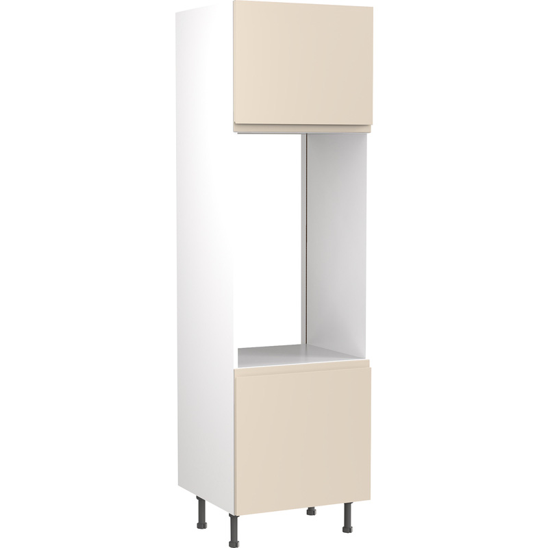 Kitchen Kit Flatpack J-Pull Kitchen Cabinet Tall Double Oven Unit Super Gloss Cashmere 600mm