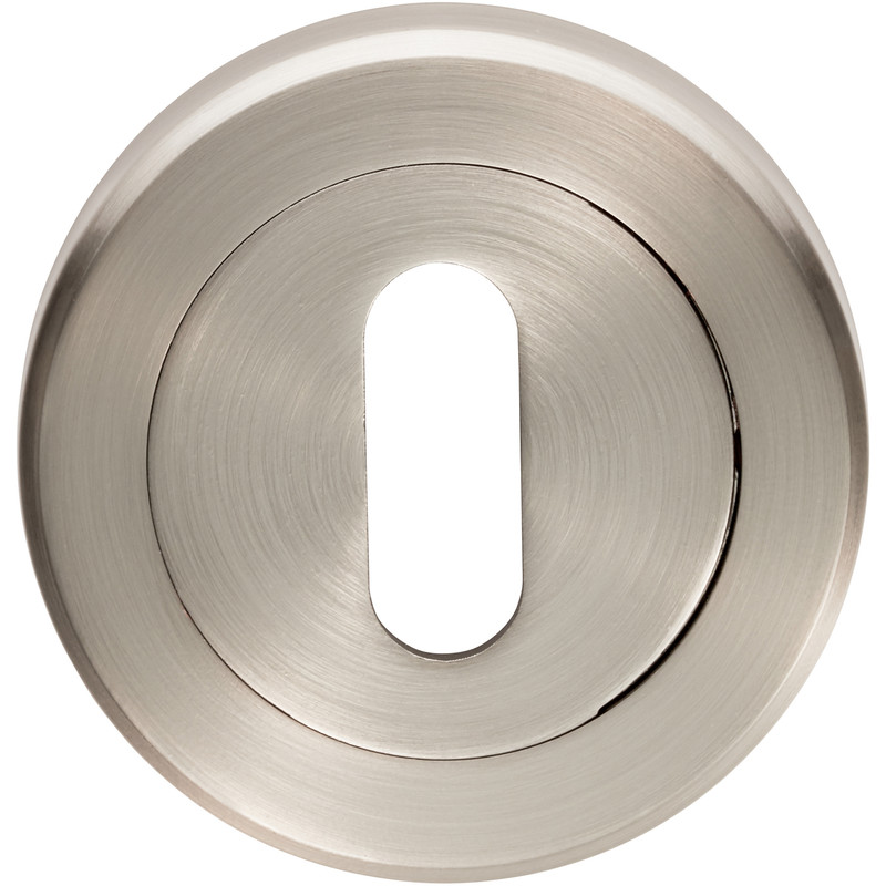 Serozzetta Lock Profile Escutcheon On Round Rose Satin Nickel