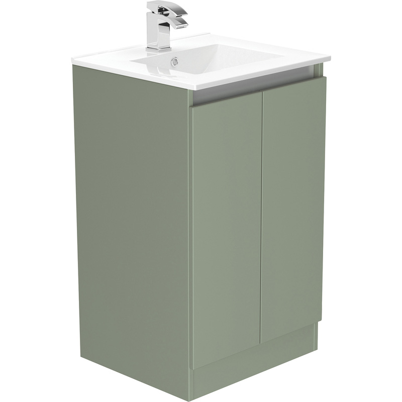 Newland Double Door Floor Standing Vanity Unit With Basin Sage Green 500mm