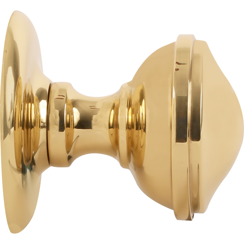 Victorian Round Centre Door Knob Polished Brass