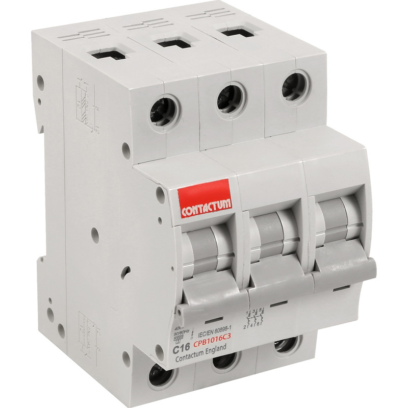 Contactum Triple Pole C Curve MCB 16A 10kA TP
