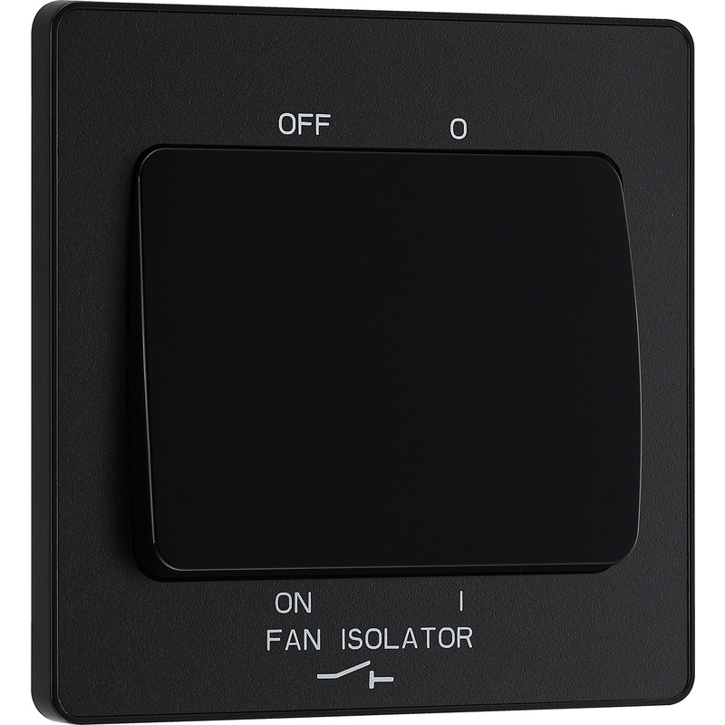 BG Evolve Matt Black (Black Ins) Fan Isolator Switch, 10A Triple Pole