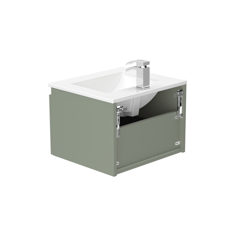 Newland Single Drawer Wall Hung Vanity Unit With Basin Sage Green 500mm