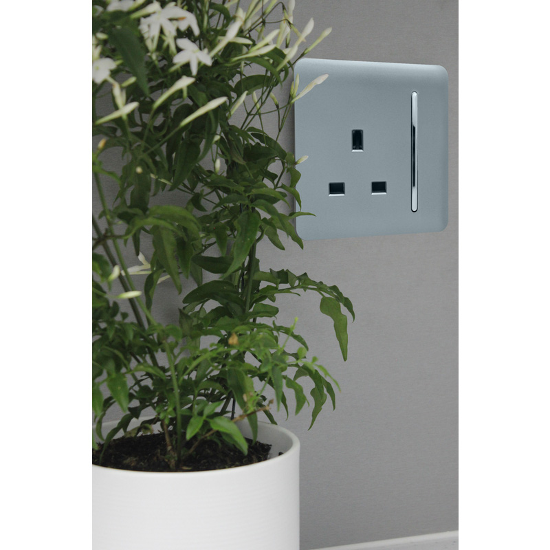 Trendiswitch Cool Grey 1 Gang 13 Amp Switched Socket 1 Gang