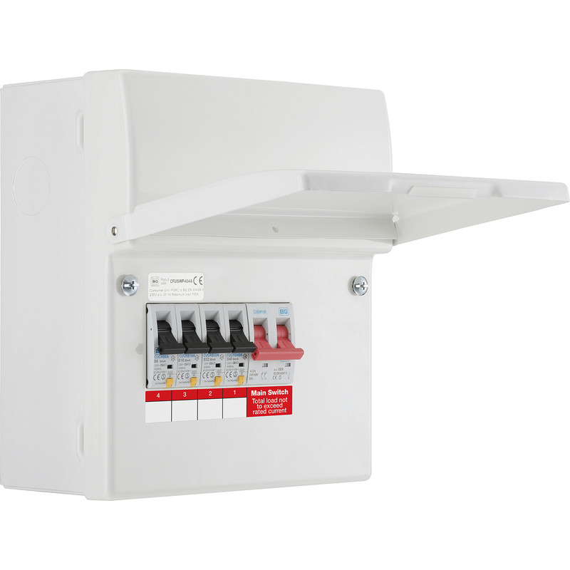 BG Metal 100A Consumer Unit + 4 Type A RCBOs 4 Way