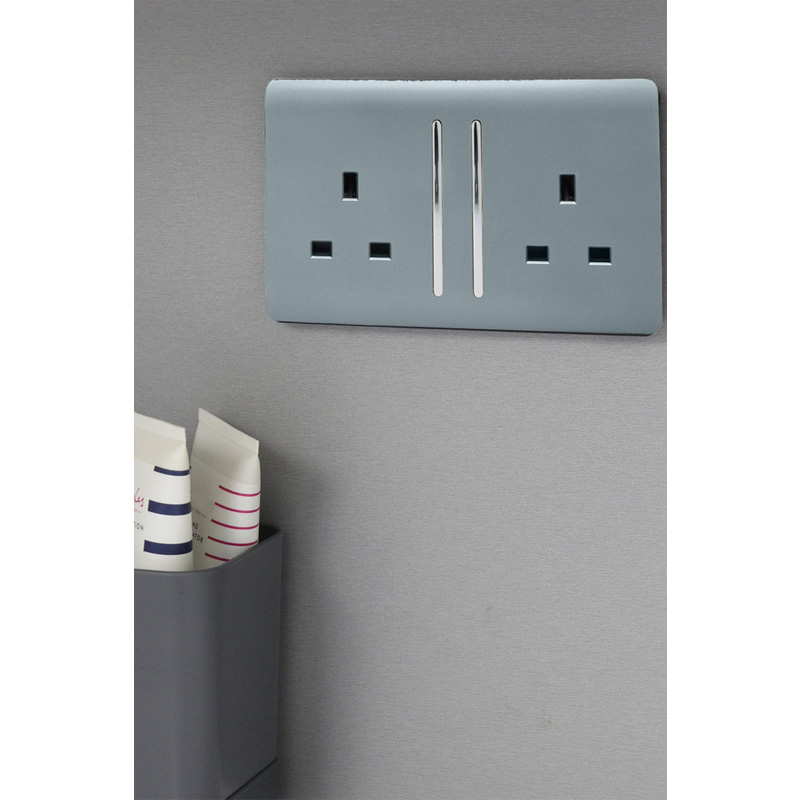 Trendiswitch Cool Grey 2 Gang 13 Amp Switched Socket 2 Gang