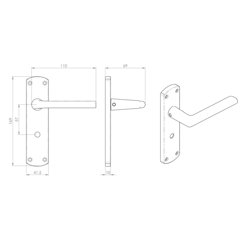 Serozzetta Uno Door Handles Lock Satin Chrome