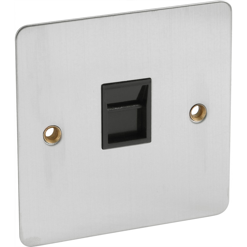 Flat Plate Satin Chrome Telephone Socket Master