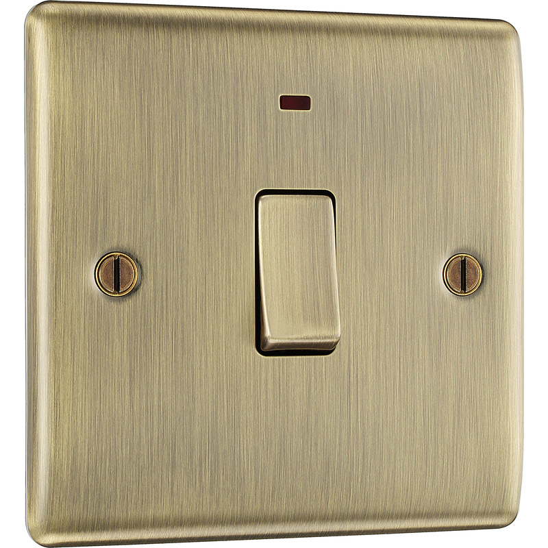 BG Antique Brass 20A DP Switch 1 Gang + Neon
