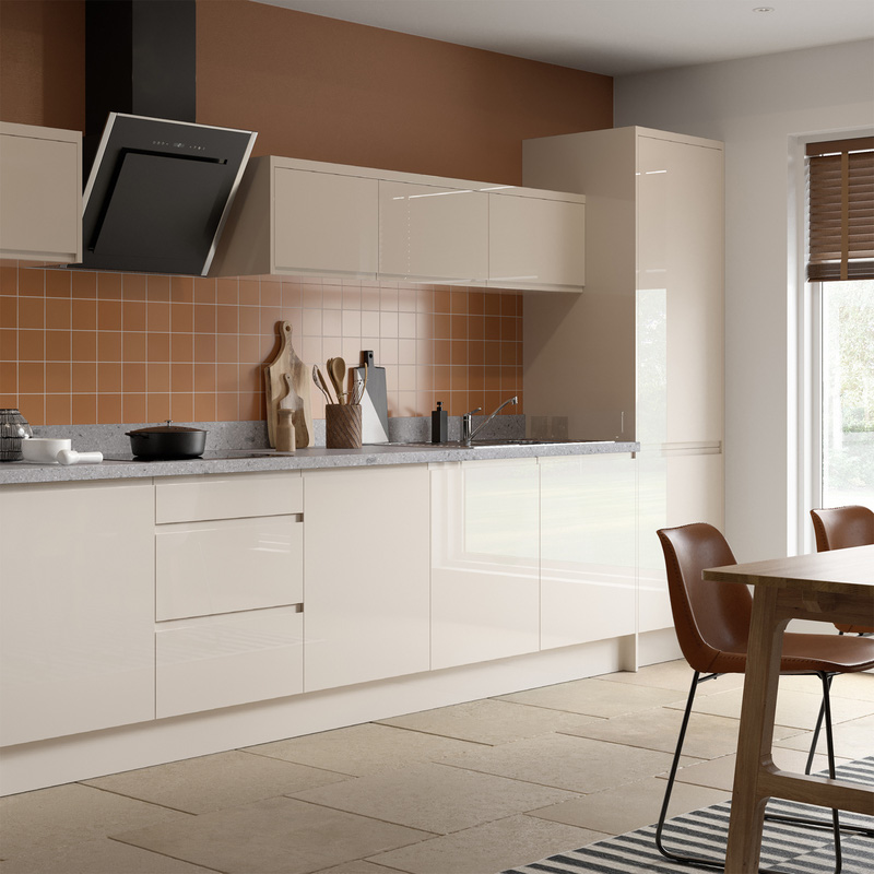 Kitchen Kit Ready Made J-Pull Kitchen Cabinet Base Unit Super Gloss Cashmere 450mm