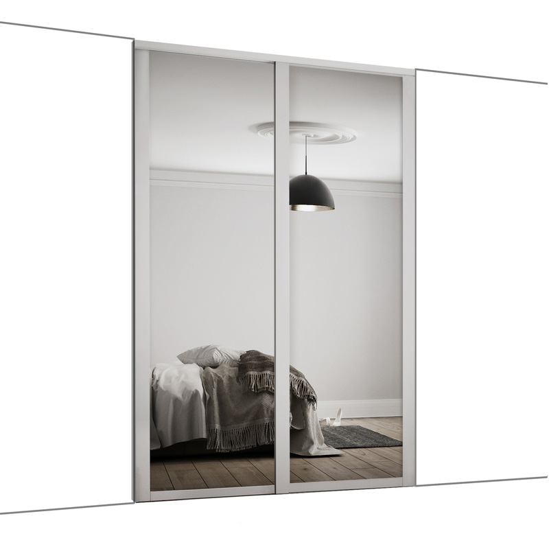 Spacepro Shaker 2 Door Sliding Wardrobe Kit Dove Grey Framed Mirror 1145 x 2260mm